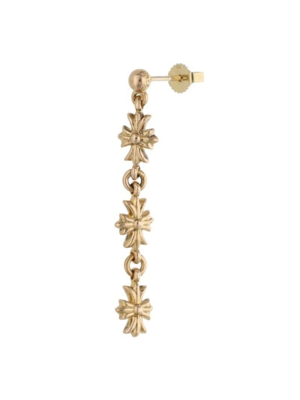 Chrome Hearts CH Pls 3 Tiny Ech Plus 3 Drop Gold Earrings
